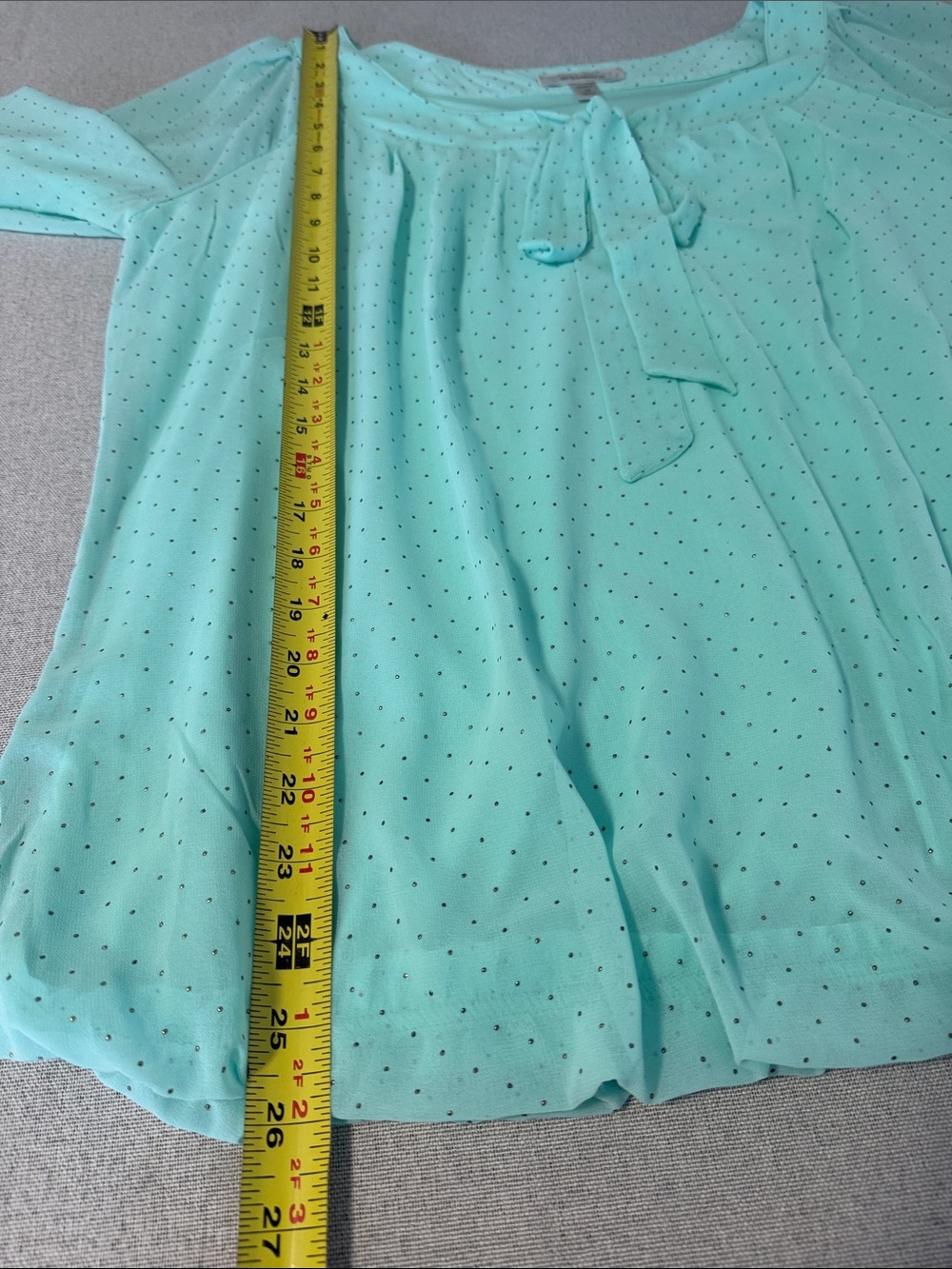 Dress barn Women’s Mint Green Tie-Neck Blouse SZ 1X - Picture 11 of 14